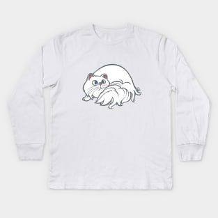 All Curled Up--White Persian Style Kids Long Sleeve T-Shirt